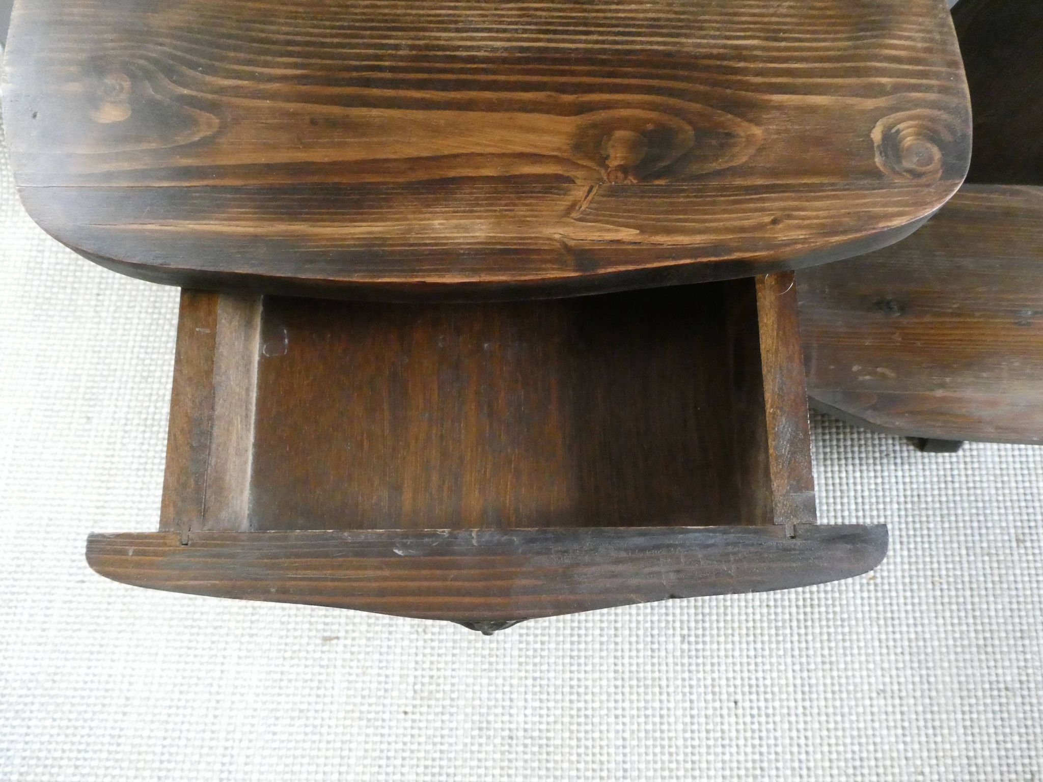 Pair of bedside tables, mountain folk art, circa 1960