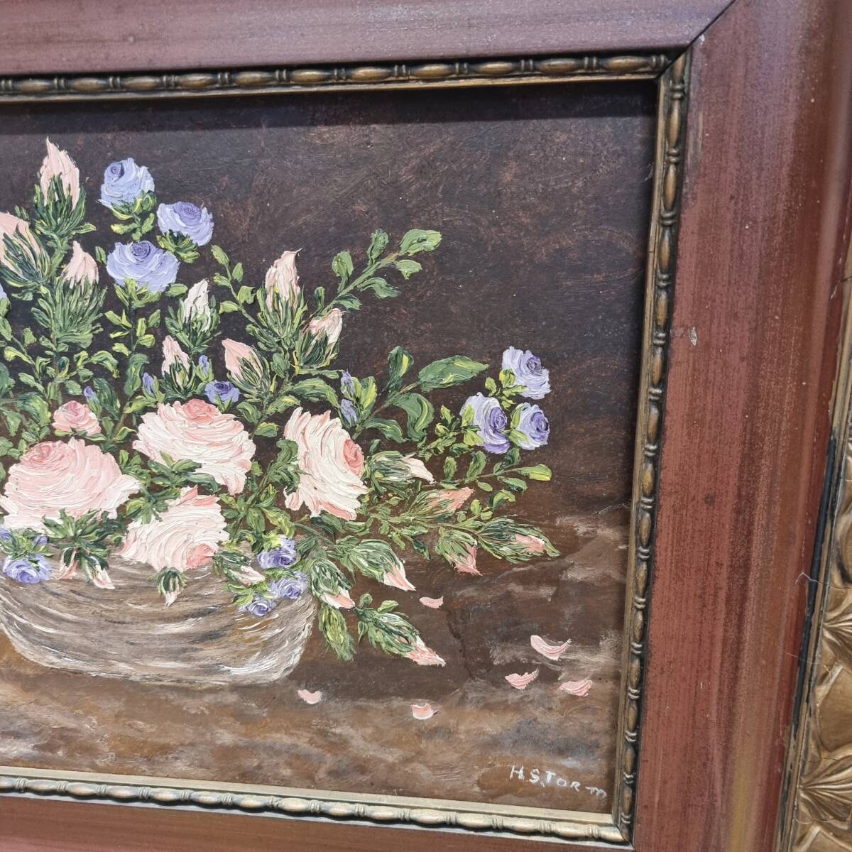Vintage Oil Painting Flowers H. Storm, 1970s