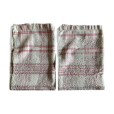 Paire de serviettes de trousseau tissées rouge 1950