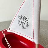 Tirot 200 wooden pond sailboat, navigable vintage toy.