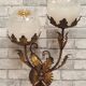 fleural wall lamp vintage golden metal Italian design 1960 murano mazzega