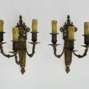 Magnificent Pair of Bronze Sconces with Louis XV Style Fire Pots. 1930s