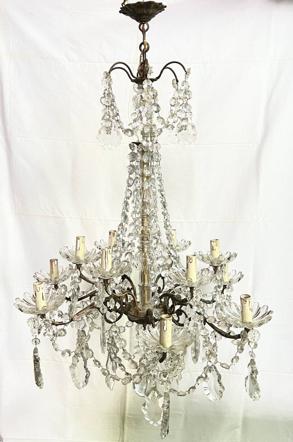 12-light crystal chandelier, antique light fixture