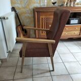 Wood armchair and imitation leather