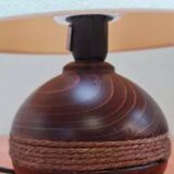Wooden and rope ball lamp