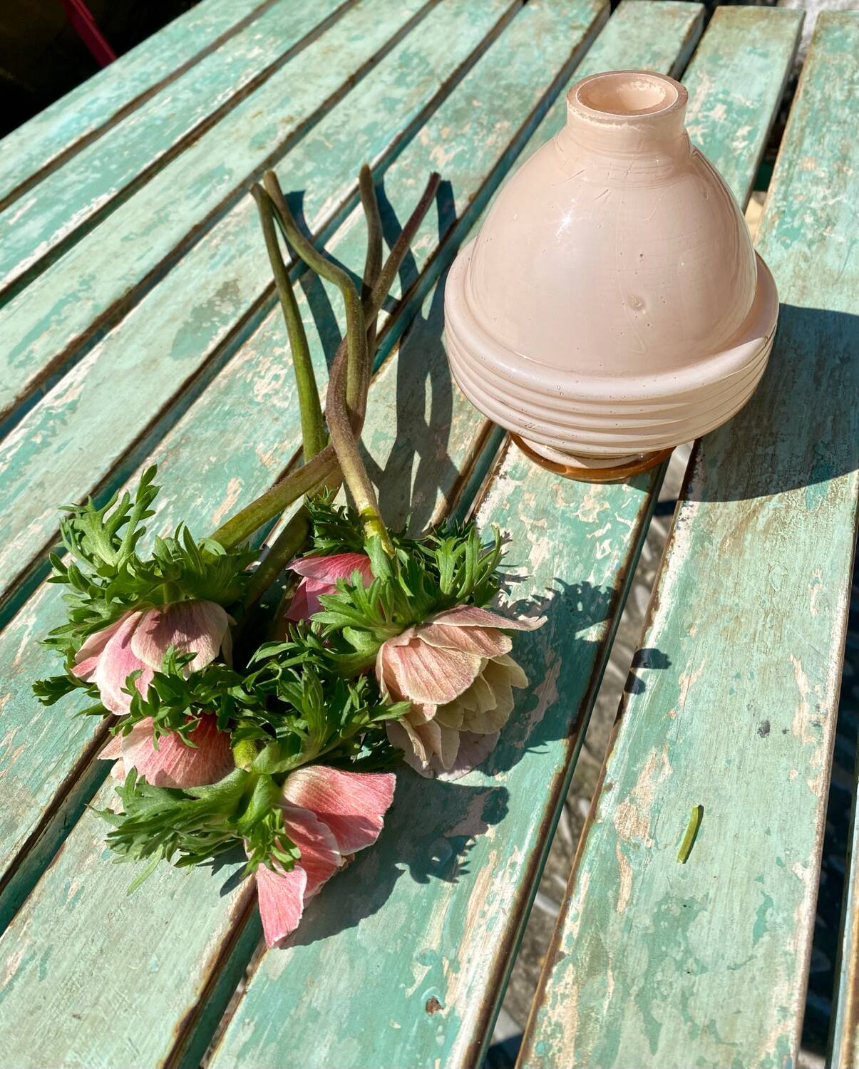 Old pink vase lamp base