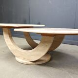 Vintage two tier travertine coffee table, 1970s