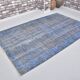 Tapis Oushak anatolien bleu noué à la main