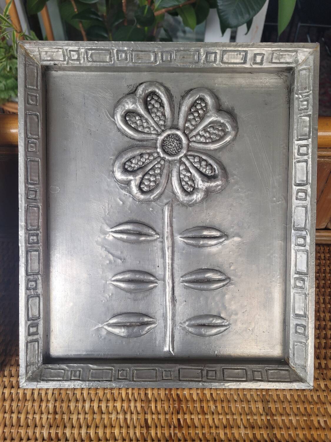 Pair of embossed flower paintings