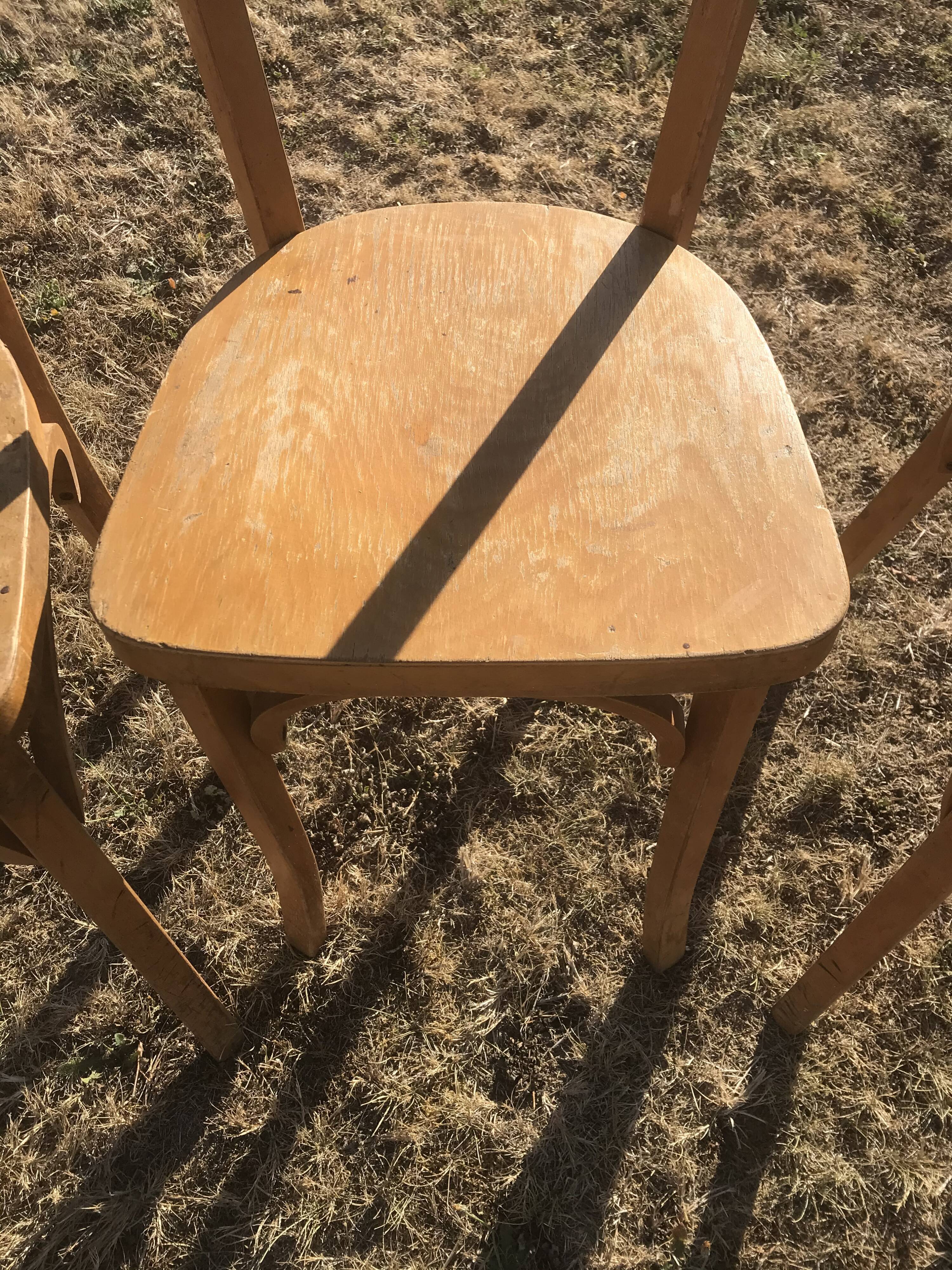 Lot of 6 vintage wooden bistro chairs