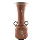 Vintage Brown Lacquered and Hand Painted Terracotta Deruta Vase, Italy