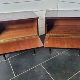 Paire de tables de chevets vintage en acajou