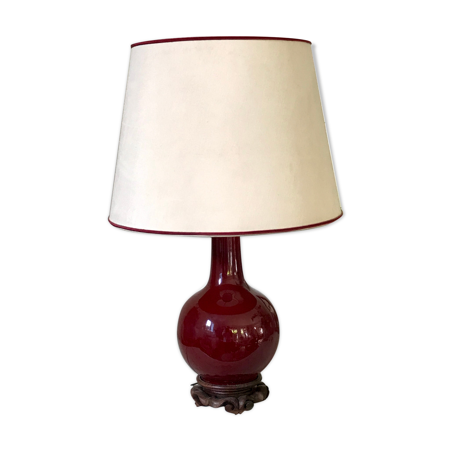 Vintage enamelled porcelain lamp