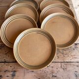 Lot de 7 assiettes plates en grès Sarreguemines