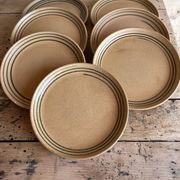Set of 7 flat sandstone plates Sarreguemines