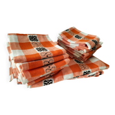 Tablecloth and 14 napkins – orange – 60s-70s – bistro pop style