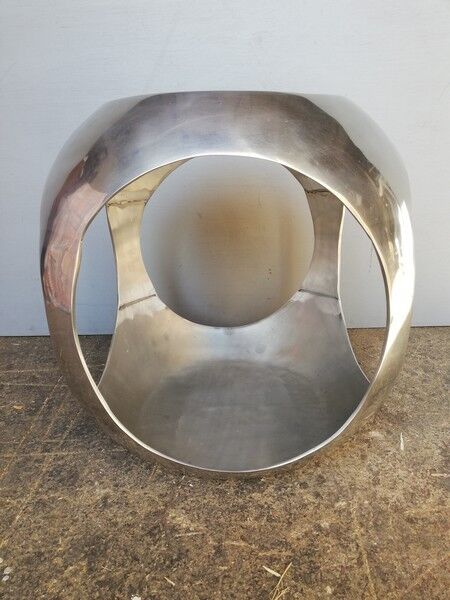 Brushed stainless steel pouffe design 1970