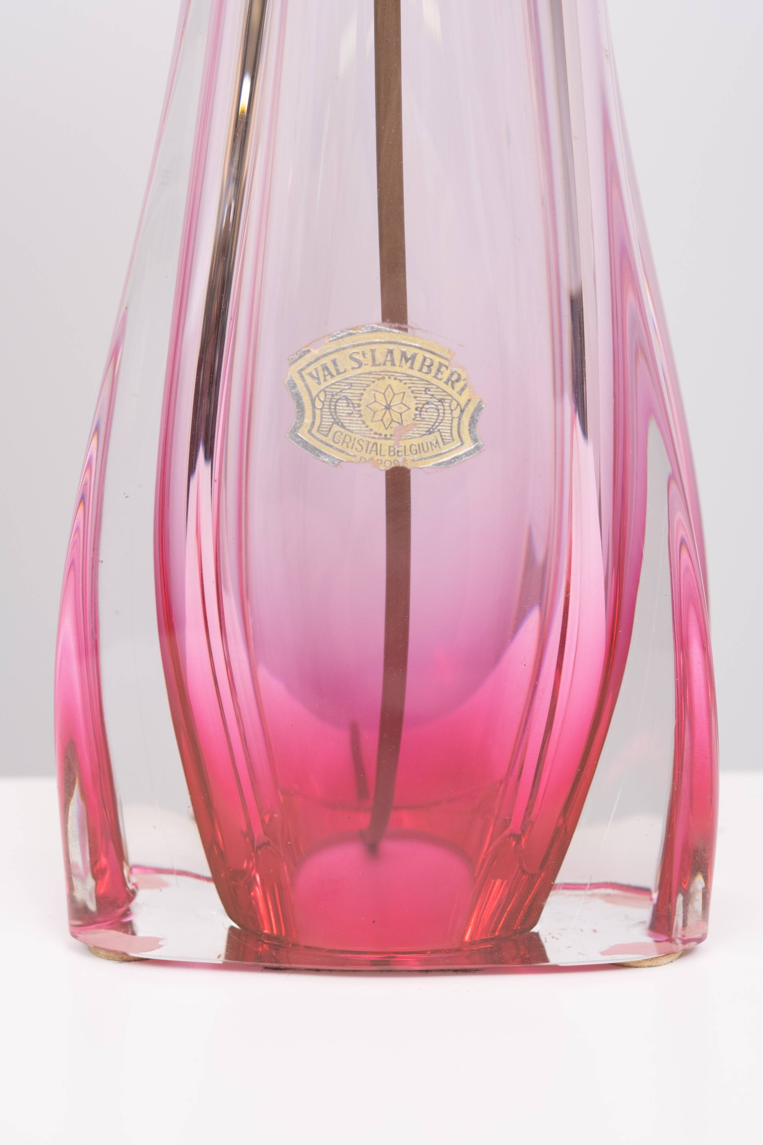 Val saint Lambert Crystal Glass Table lamp 1960s Belgium