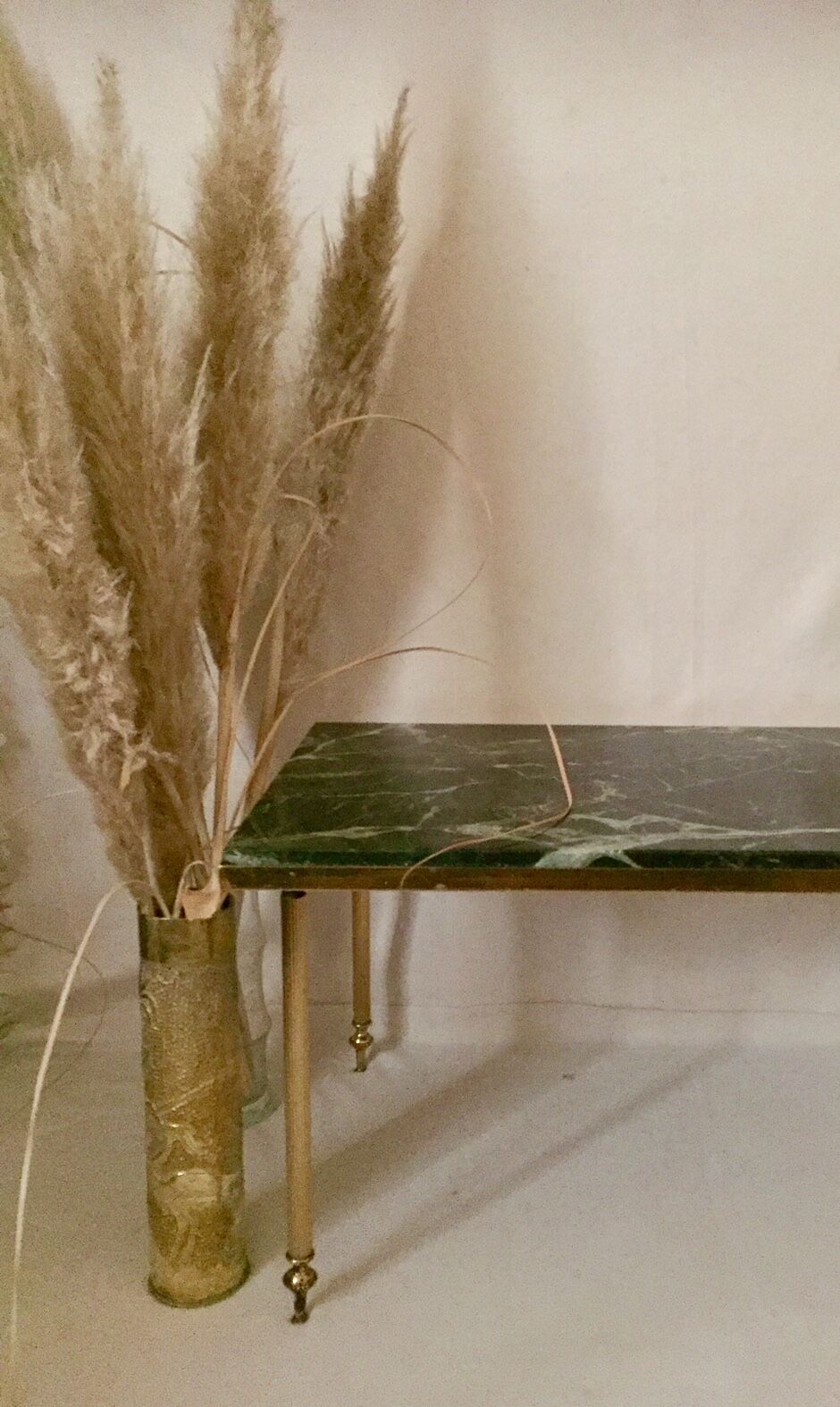 Green marble and gilded brass coffee table