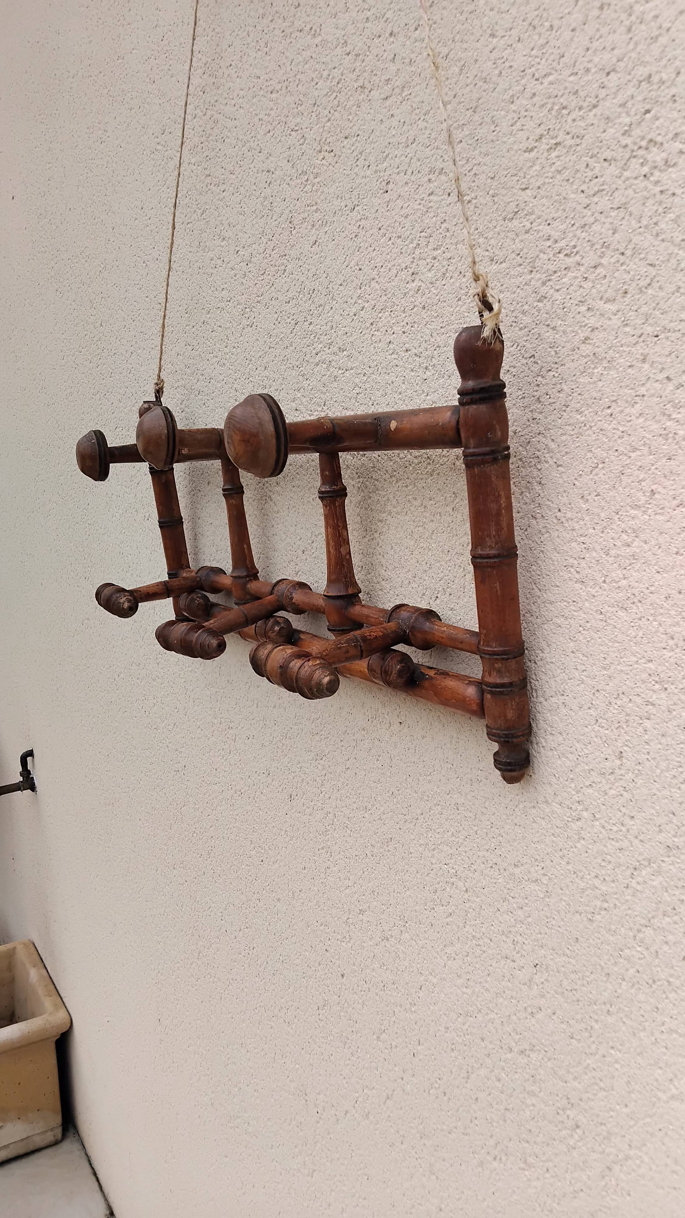 Antique wall coat rack imitation vintage bamboo