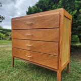 Antique vintage chest of drawers with spindle legs and 4 drawers, 1970s
