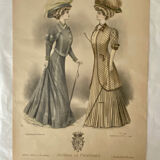 3 affiches de mode originales, journal le printemps, vers 1900
