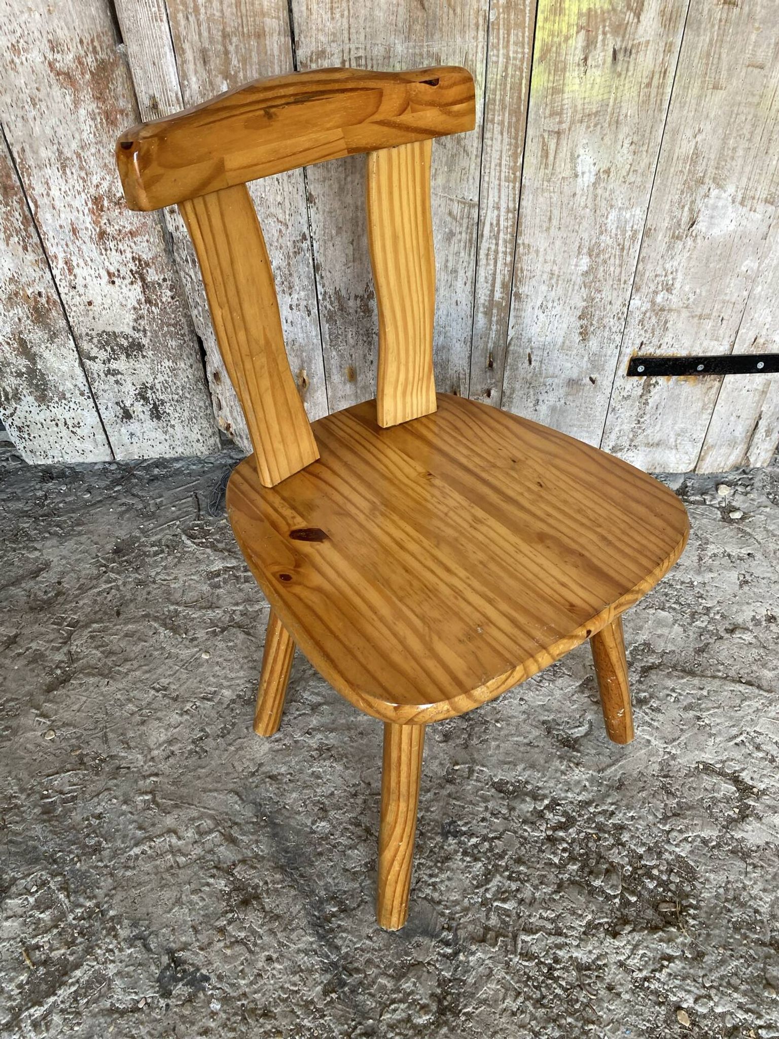 Vintage Brutalist Wooden Bistro Chair #E036