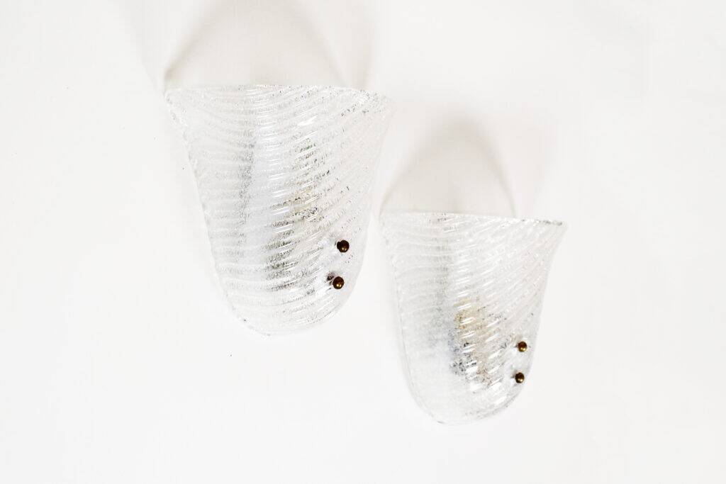 Set of 2 Murano glass 'Shell' wall sconces