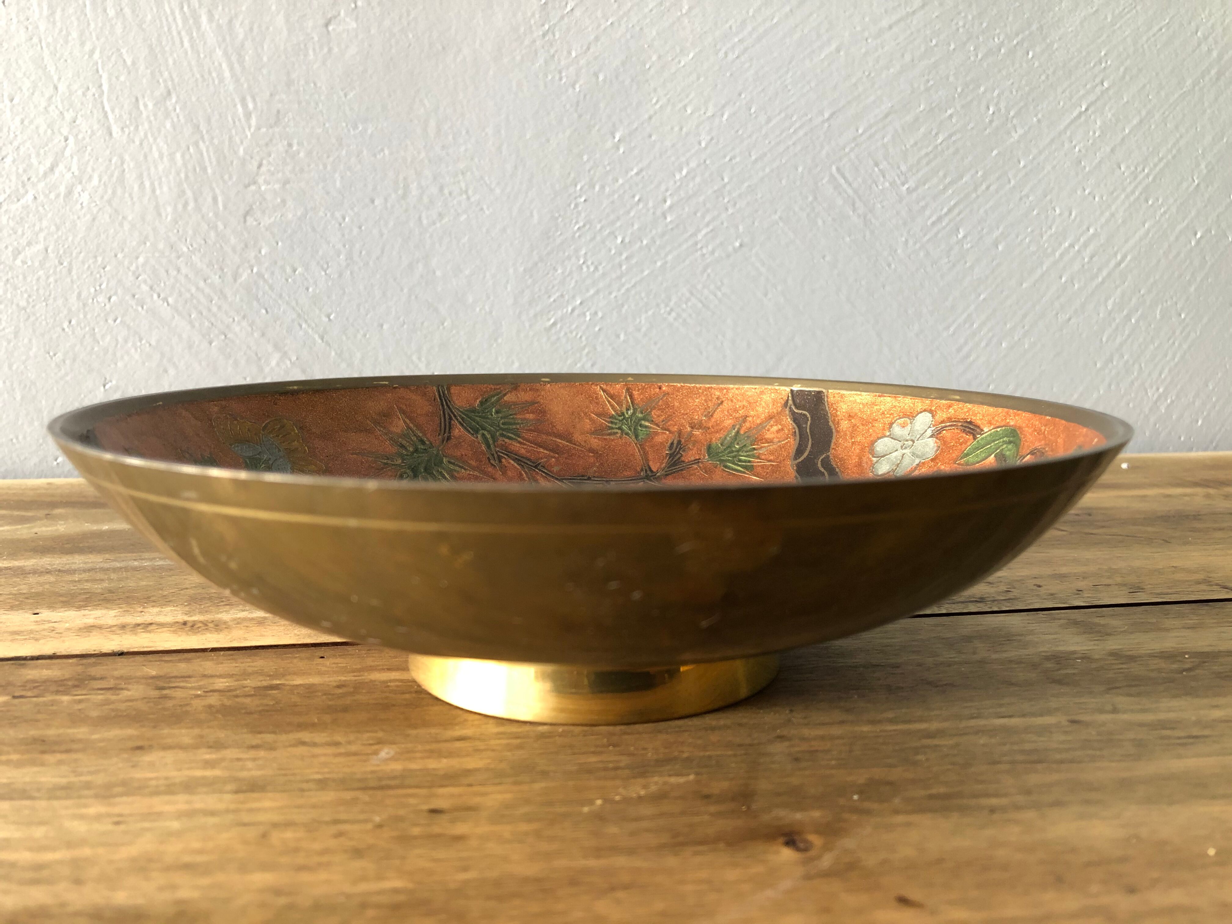 Brass catchall, bird decoration