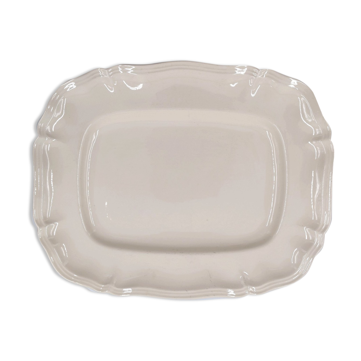 Rectangular dish with edged edge in Sarreguemines earthenware model Ivory