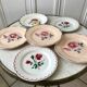Set of 6 mismatched dessert plates Digoin, Badonviller Salins (Jacqueline) 30s-40s