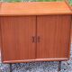 Pair of vintage mahogany sideboards with square metal legs from the 60s