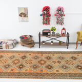 5x11 orange and brown vintage tapis rug, 352x162cm