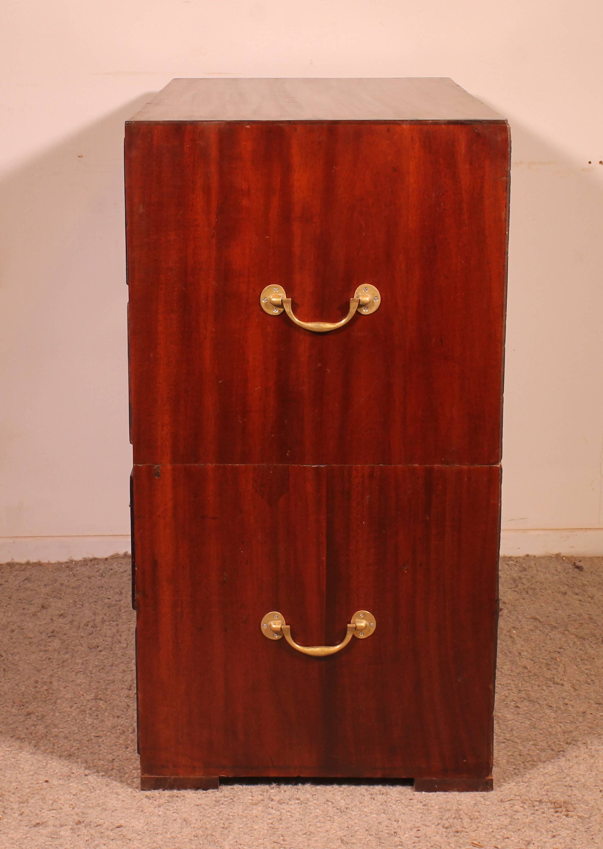 Military or Naval Chest of Drawers in Mahogany - 19th Century