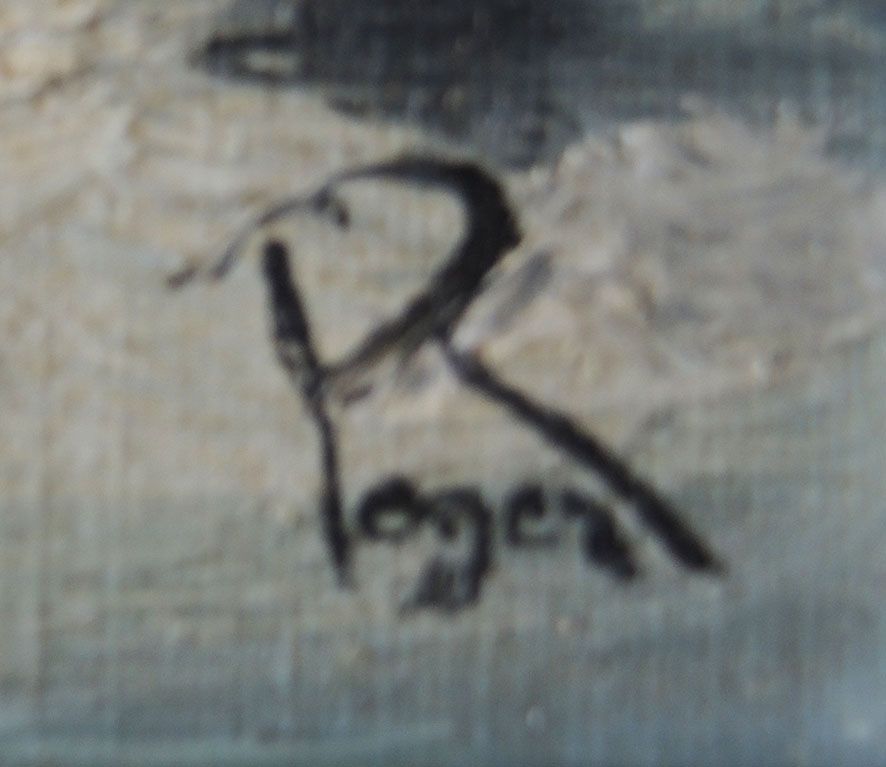 Oil on wood painting signed and framed: river boat