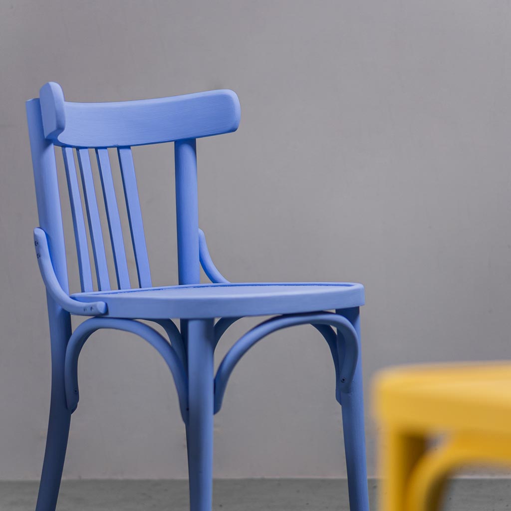 Set of 4 chairs in multicolor 50s vintage modern wood