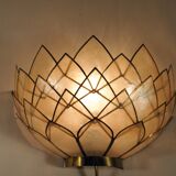 Mother-of-pearl and brass wall lamp
