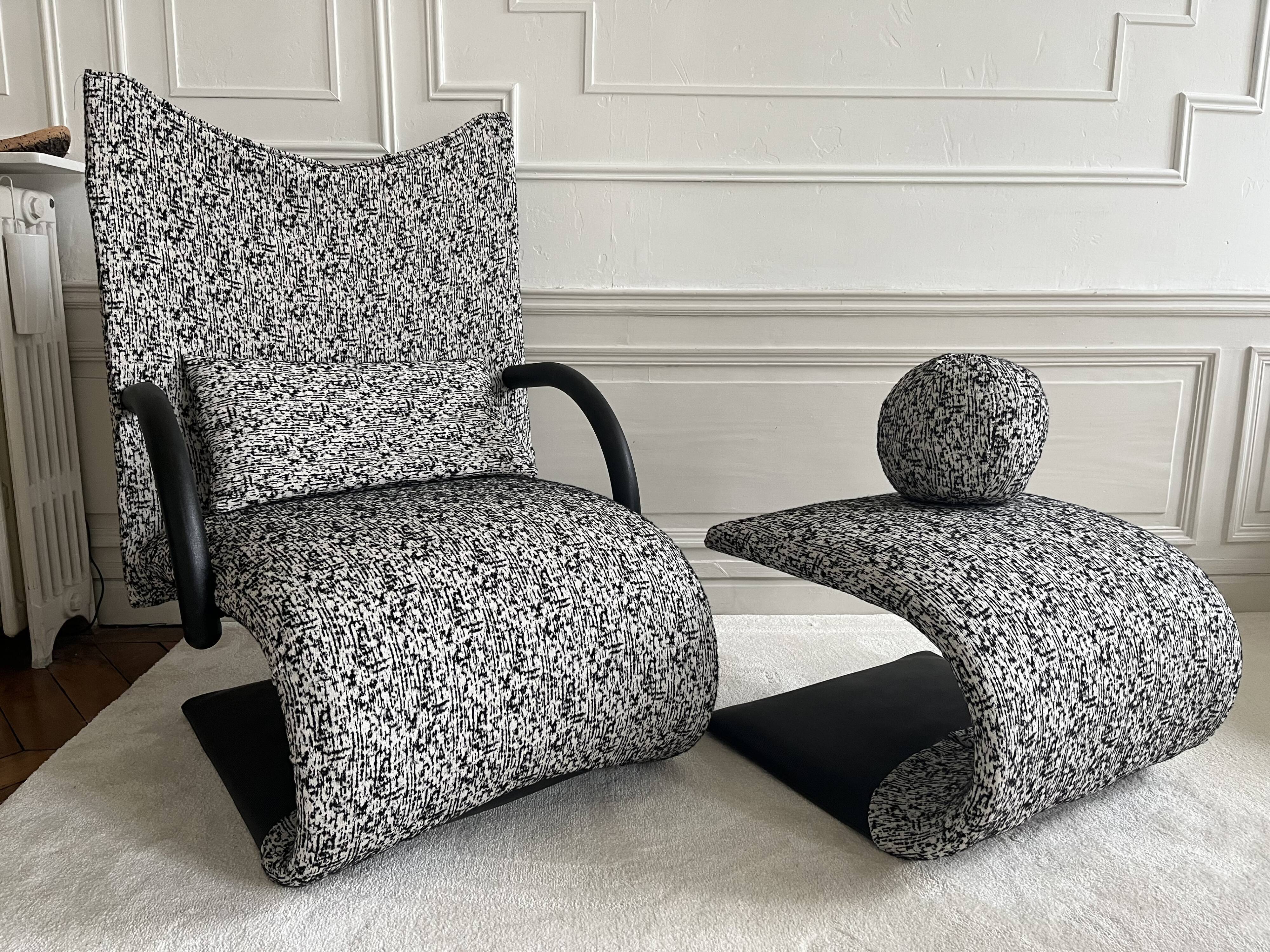 Armchair set and footrest vintage design line Roset Zen