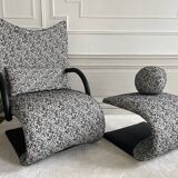 Armchair set and footrest vintage design line Roset Zen