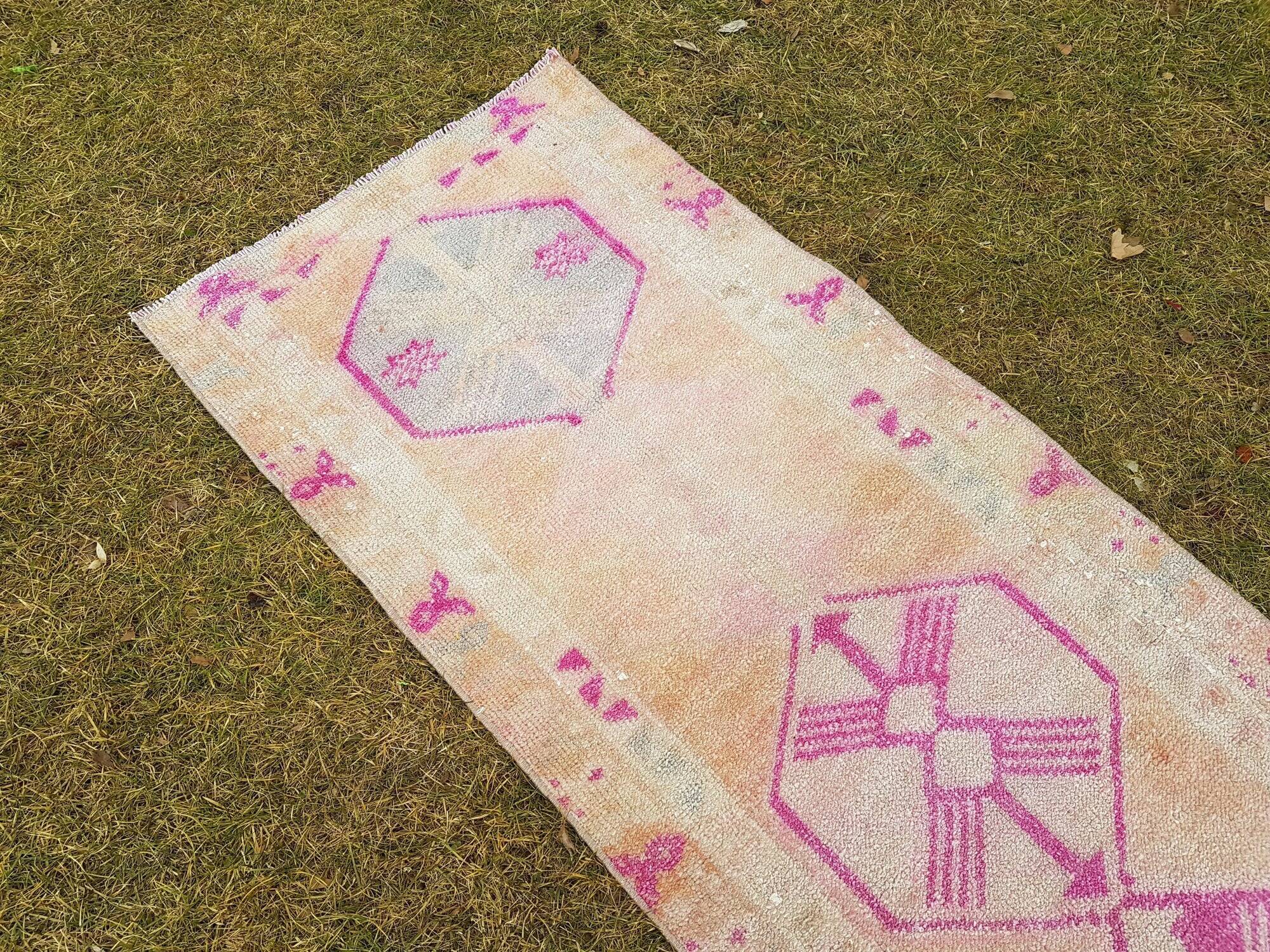 Vintage Turkish hallway rug 74x399 cm