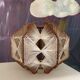 Scandinavian hanging lamp wood and vintage yarn