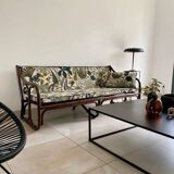 Vintage rattan bench from Maison Kok