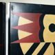 Room divider in art deco style with birds, geometric patterns, red, yellow, blue