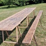 Large 400 cm harvest table and 2 benches 1960