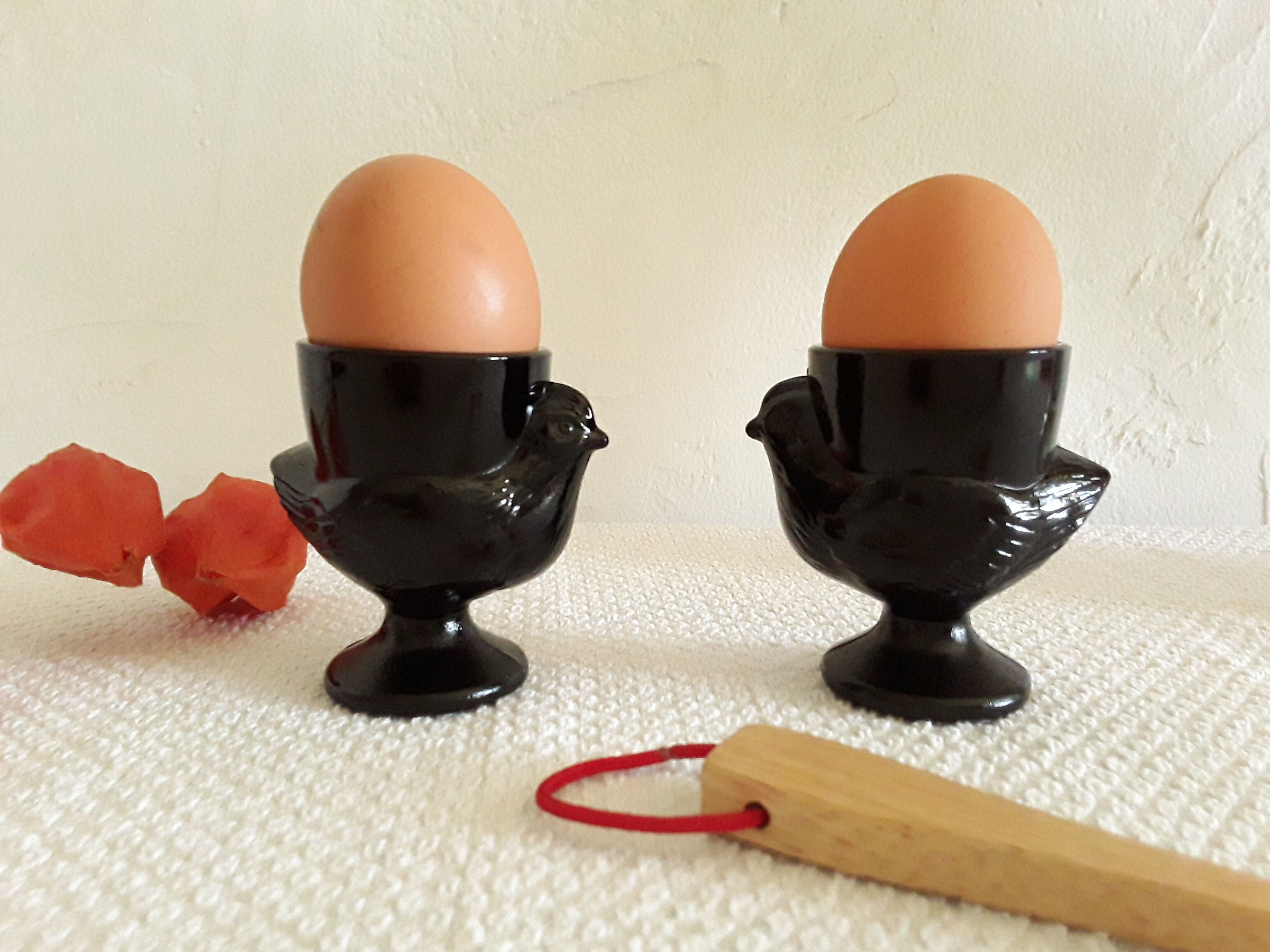 Vintage chicken shells in black opaline