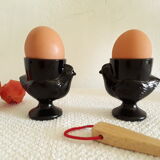 Vintage chicken shells in black opaline