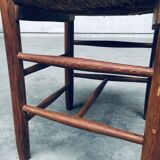 Rustic Handcrafted Oak and Rush High Back Dining Chairs, Belgium, 1940s, Set of 4