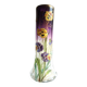 Vase émaillé legras 6 pensées multicolores, verre violet dégradé incolore.