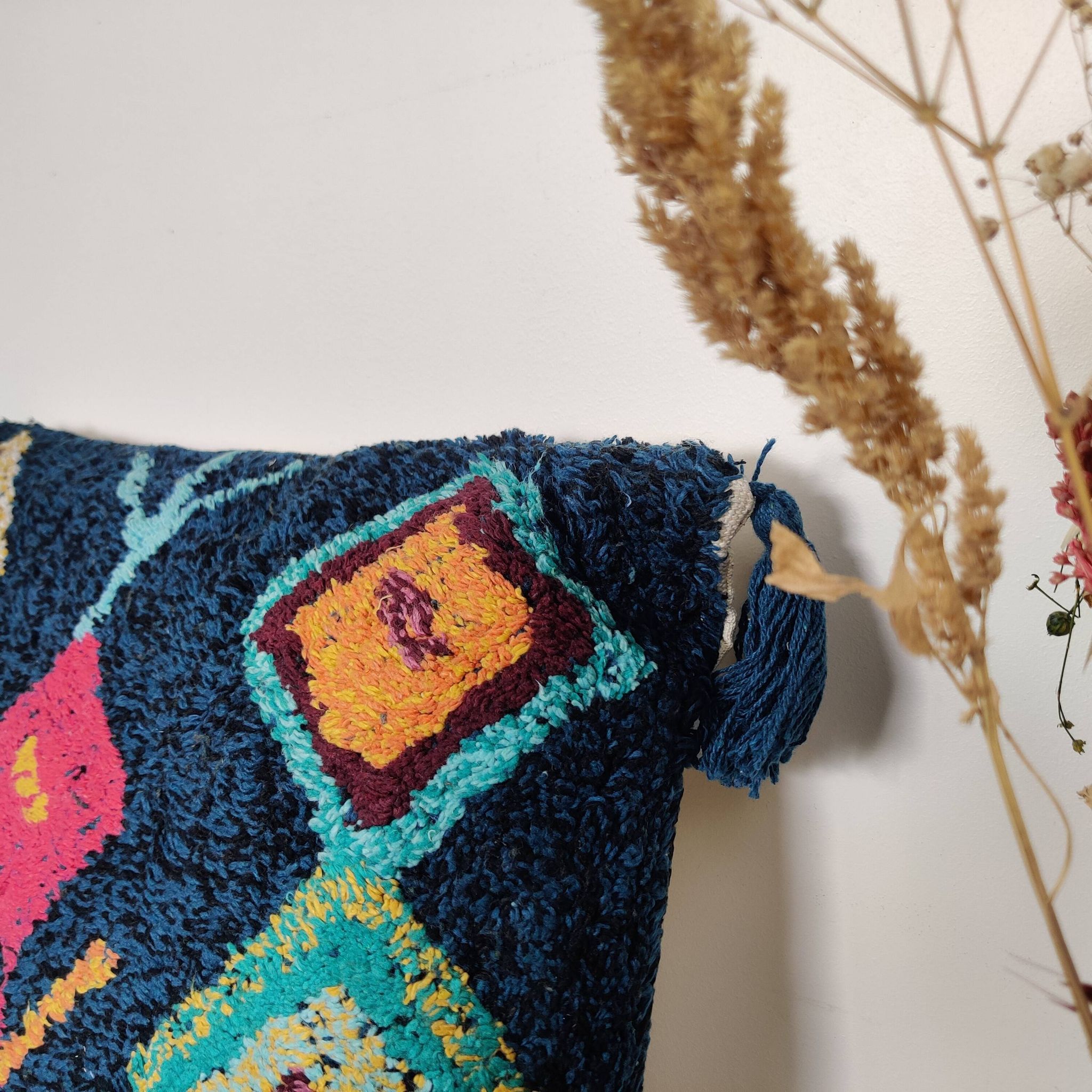 Coussin inspiration berbère bleu Azilal 45x45 cm