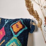 Coussin inspiration berbère bleu Azilal 45x45 cm